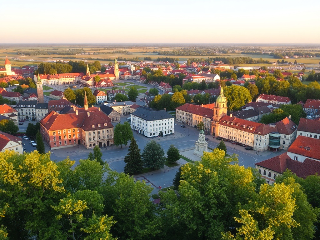 Białe kwiaty kasztanowca zwisające z gałęzi na tle błękitnego nieba w Stalowej Woli.